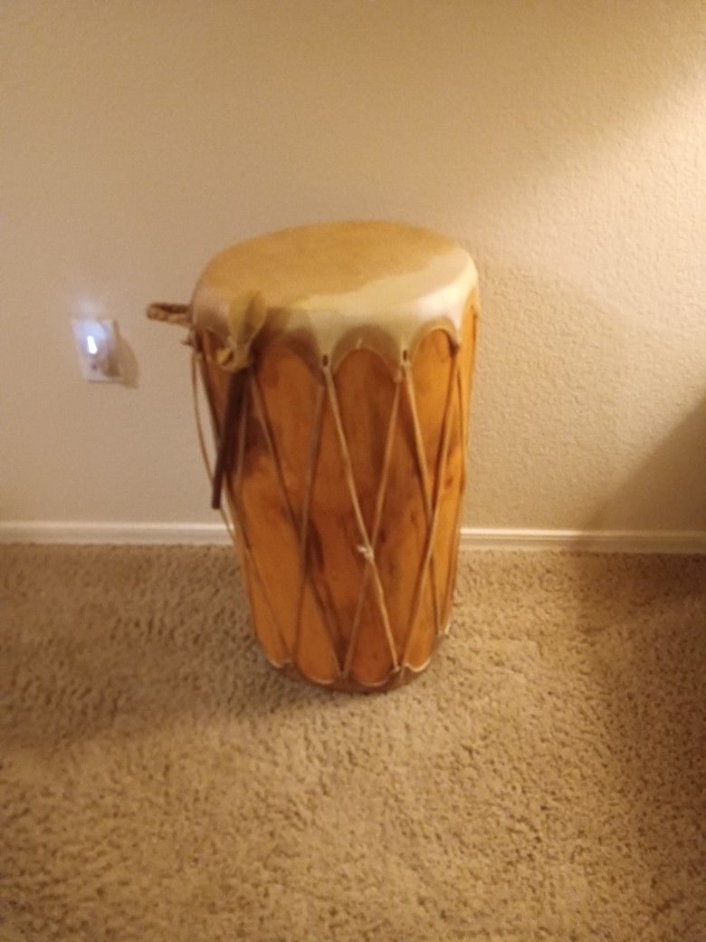 NATIVE AMERICAN INDIAN~DEERSKIN DOUBLE HEAD DRUM CONGA, 26"~SOUTHWESTERN. 