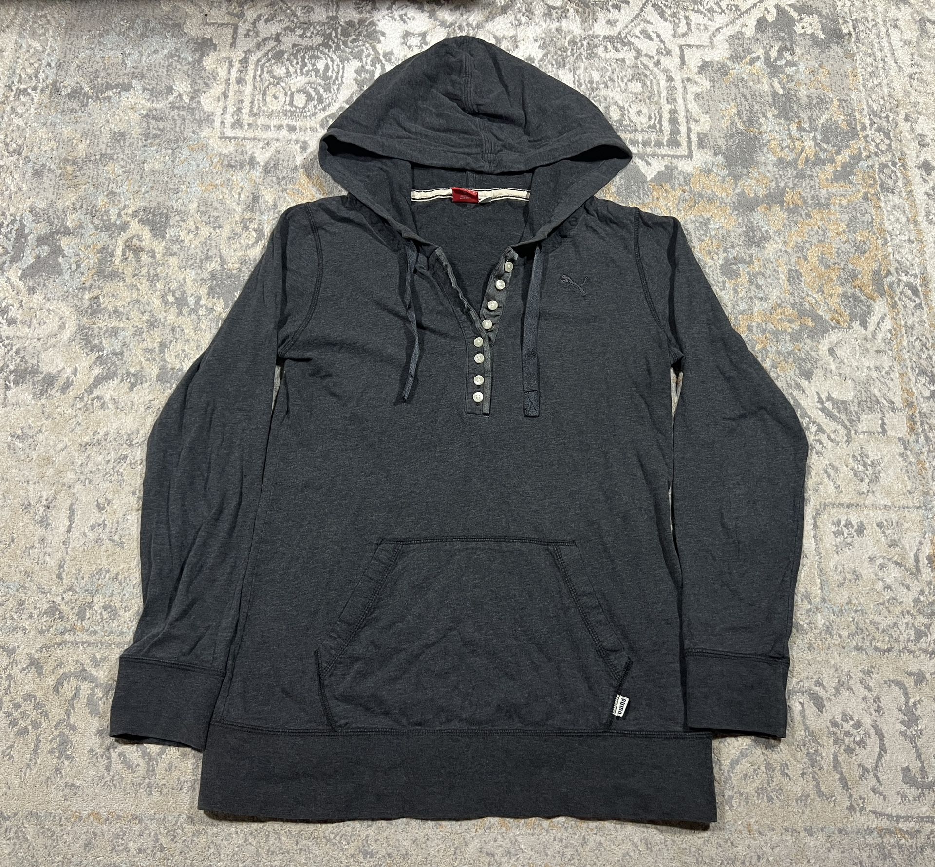 PUMA Women’s Gray Long Sleeve Button Neck Hoodie Size S 
