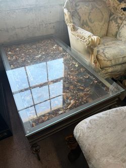 Glass Top Coffee Table with Ornate Legs