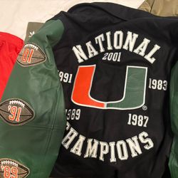 University Of Miami Leather Varsity jacket 