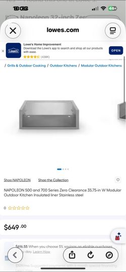 Napoleon 32-inch Zero Clearance Insulated Liner for a built-in outdoor grill.