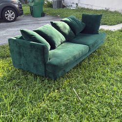 Dark Green Suede Couch
