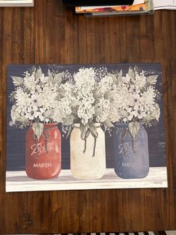 Cindy Jacobs Mason Jar and Flower Canvas Print