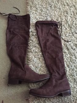 Thigh high boots gray