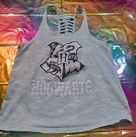 Harry Potter Hogwarts Racer Back Tank Top, Size S, 100% Cotton