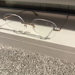 Frameless Blue Light Glasses + Case & Cloth (Gold Arms)