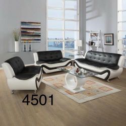 New Black And White Leather Sofa Set