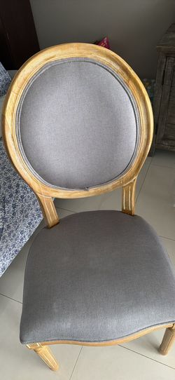 4 French Medallion Dining Chair Gray Upholstery