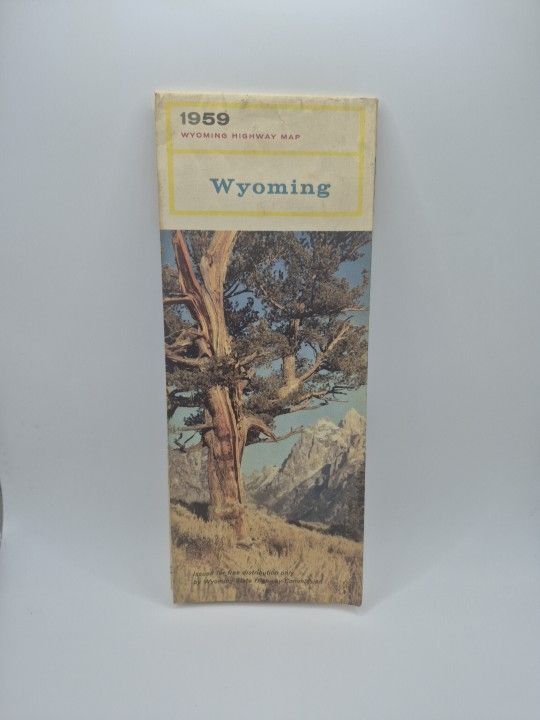 Vintage 1959 Wyoming Official State Highway Department Road Map