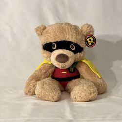 NWT GUND DC Comics Robin Fuzzy Teddy Bear Stuffed Animal Plush, Beige, 14"