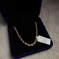 Men’s Women’s Gold Plated 4mm 22” Rope Chain Unisex Gold Chain Necklace
