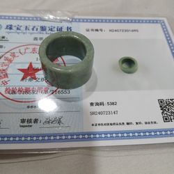 Certified GRADE A Green BURMA.JADE JADEIST THUMB RING SIZE 10  WIDTH15.6 THICKNESS 4MM