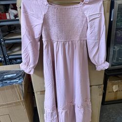 Girls Boho Summer Dresses Long Sleeve Square Neck Smocked Beach Dress Flowy A-line Maxi Dress 4-14 Years