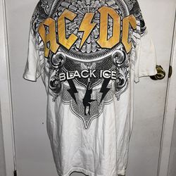 AC/DC Black Ice White Yellow Graphic T-Shirt Tee Men’s Short Sleeves Sz M/L