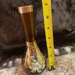 Jarron Cristal Fileteado Antiguo 