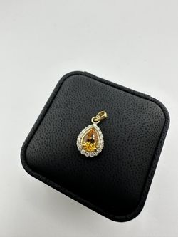 Yellow Citrine Diamond Pendant 