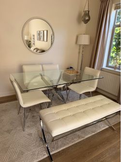 Glass table with chairs