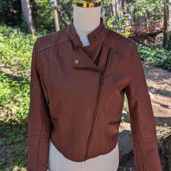 Anthropologie Ettitwa Small Brown Faux Leather Jacket