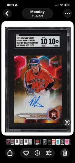 2023 Bowman’s Best Ryan Clifford Gold Lava Auto #37/75 SGC Gem Mint 10