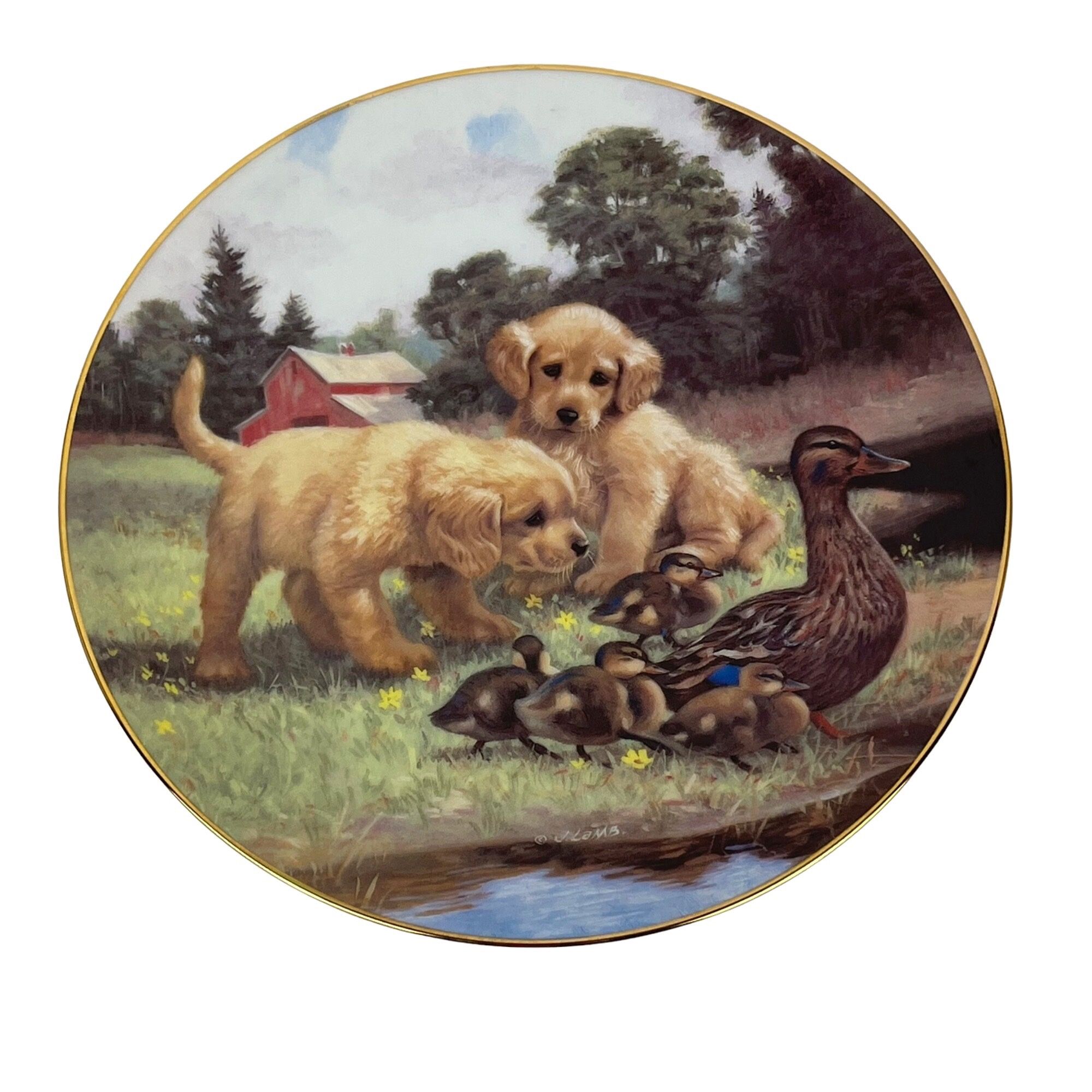Hamilton Collection Golden Retriever Collector Plate “Follow the Leader” Jim Lamb