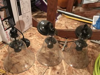 Pottery barn set of 3 small rustic pendants