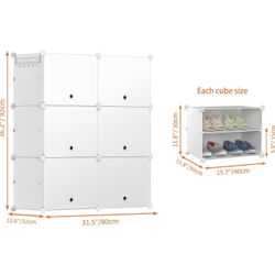 6 Tier Shoe Storage Cabinet 24 Pair Plastic Shoe Shelves Organizer