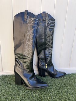 Faux Patent Leather Cowboy Boots