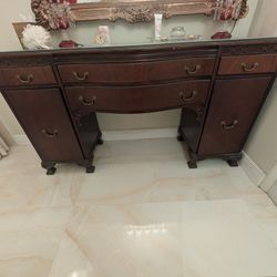 Ornate Mahogany Desk /Vanity / Sideboard 