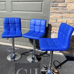 New 3 Blue Bar Stools 