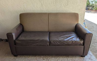 Brown Leather Sofa Bed Sleeper Loveseat Couch Full Mattress