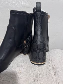 Coach Signature Ankle Boots with Gold Hardware
