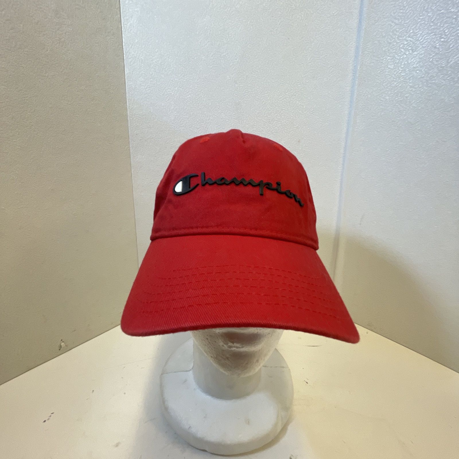 CHAMPION StrapBack Hat Cap SPELLOUT LOGO OSFA ADJUSTABLE - RED