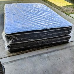 QUEEN SIZE MATTRESS AND BOX SPRING PILLOW TOP NEW 