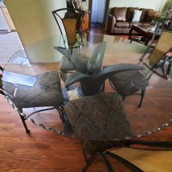 Glass Dining Room Table  And Chairs 