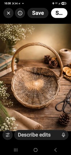 Pottery Barn Wicker Gathering Basket With Handle Rustic Farmhouse Storage