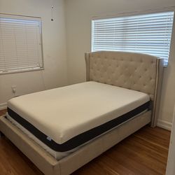 Queen beige bed frame