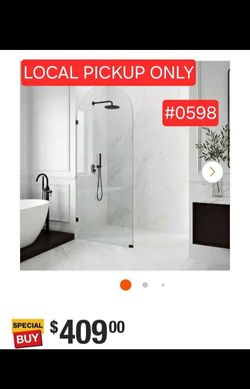 ➿️ Arden 34"Wx78"H Framed Fixed Shower Screen Matte Black with 3/8 Clear Glass