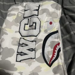 White And Cream Bape Hoodie 2XL