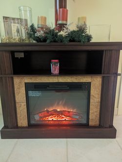 Electric Plugin Fireplace TV Stand With Heater