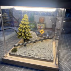 1:64 Diorama LED Display Case Handmade Roadside Scene for Diecast Car Model