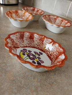 Mexican Pottery 5.5" Oval Bowls Set of 4 
