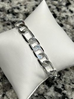 New S925 Sterling Silver Figaro Chain Link Bracelet 8”