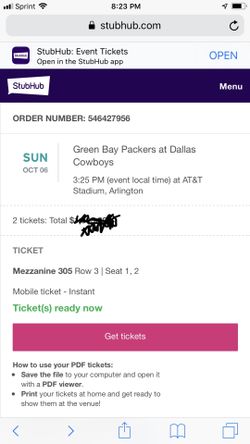 2 Dallas vs Greenbay tickets(club level)