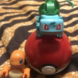 Pair of two Pokemon charmander and bulbasaur Mega Construx Character figures