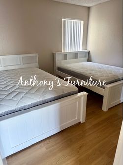 2 White Full Bed And Mattress