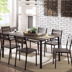 7PC TABLE SET ANTIQUE BROWN BLACK 