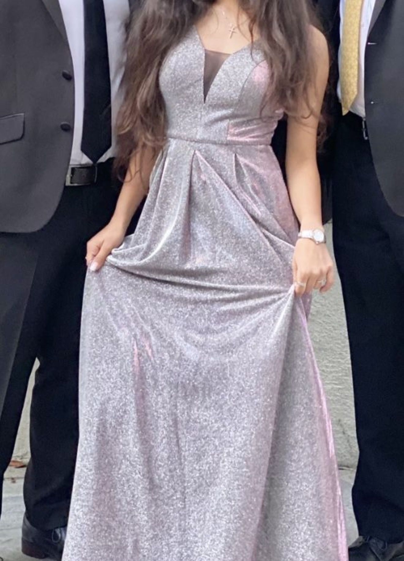 Crystal Doll Size 3 Spaghetti V-Neck Prom Dress With Pockets