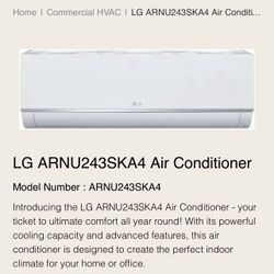 LG Mini Split Wall Unit Air Conditioner And Heater