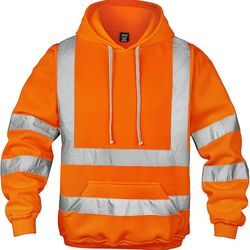 wefeyuv Hi Vis Men's Solid Color Reflective Visibility Sweatshirts Pullover, Orange, Size Large, Brand New