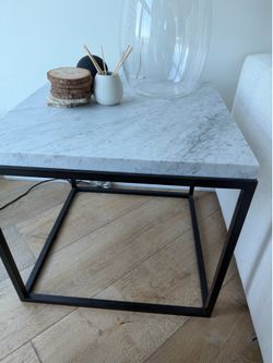 2 Restoration Hardware Italian Carrara marble end tables